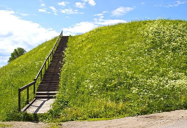istock Stairs to blue sky on green hill. Abstract natural backgrounds 503008621
