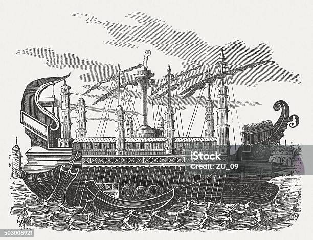 Syracusia Largest Transport Ship Of Antiquity C240 Bc Stock Illustration - Download Image Now