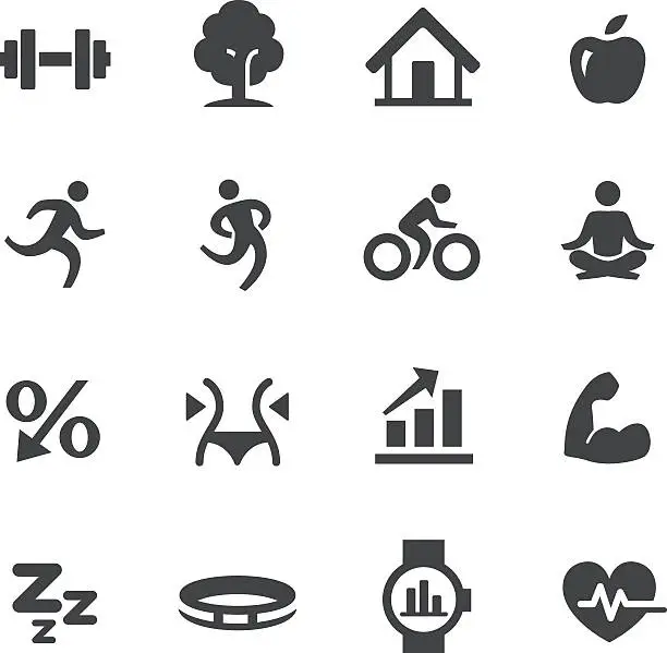 Vector illustration of Fitness and Healthy Lifestyle Icons - Acme Series