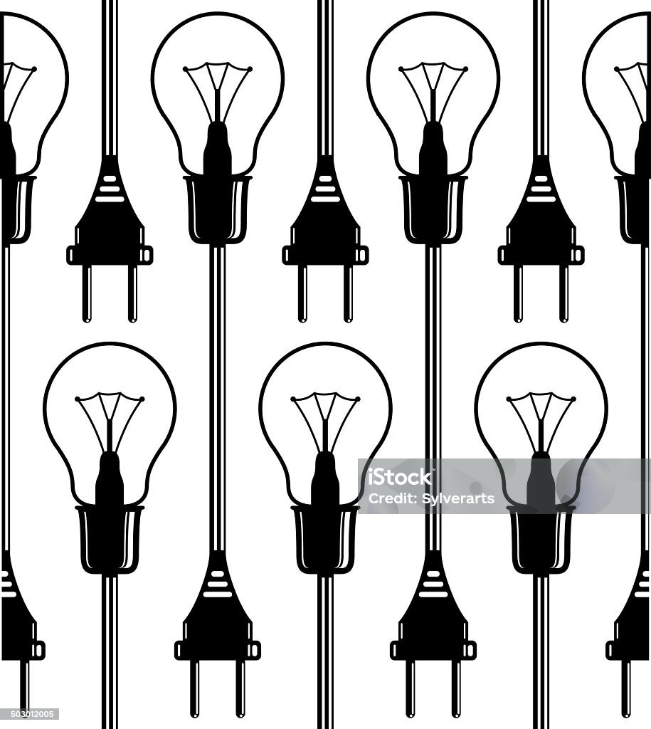 Light bulbs seamless pattern. Light bulbs seamless pattern, black and white vector background. Abstract stock vector