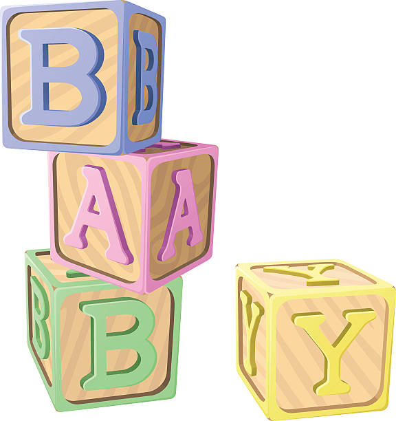 illustrations, cliparts, dessins animés et icônes de alphabet de blocs de bébé - bébé cubes