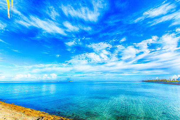 Clouds and blue ocean, tropical island