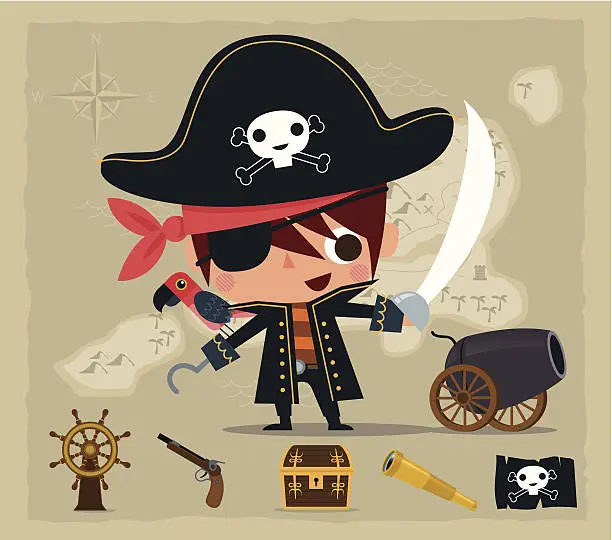 Vector illustration of Little pirate