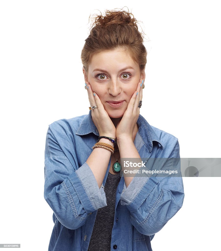 Is this for real? Studio shot of a beautiful young woman looking surprised isolated on white 20-29 Years Stock Photo