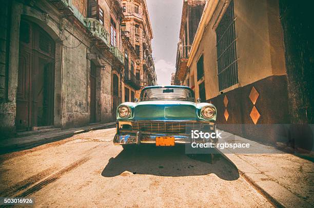 Vintage Car Parked In Havana Street Stock Photo - Download Image Now - Havana, Vintage Car, Cuba