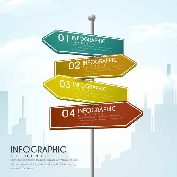 creative infographic design creative infographic design with road sign elements directional sign stock illustrations