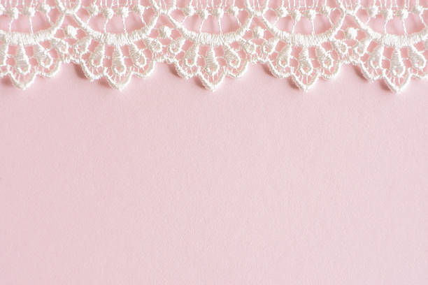 istock Pink Paper with White Lace Border 503017414