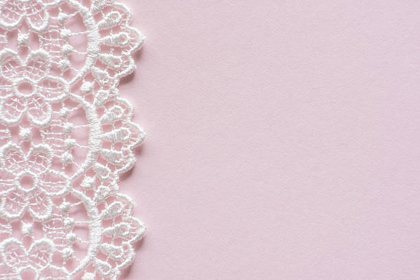 istock Pink Paper with White Lace Border 503017472