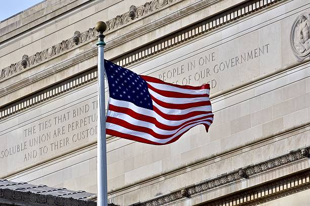 istock American flag in Washington DC 503018282