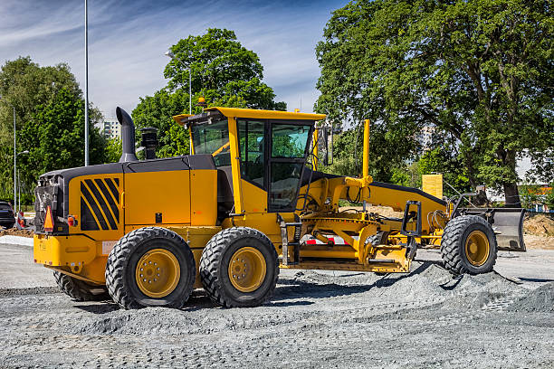 istock Yellow Grader at a new street construction 503023106