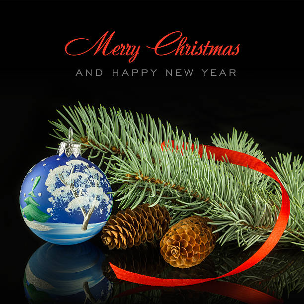 istock Christmas balls and fir on black background 503023746
