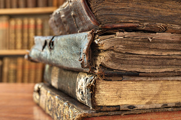 istock Vintage books stacked 503023953