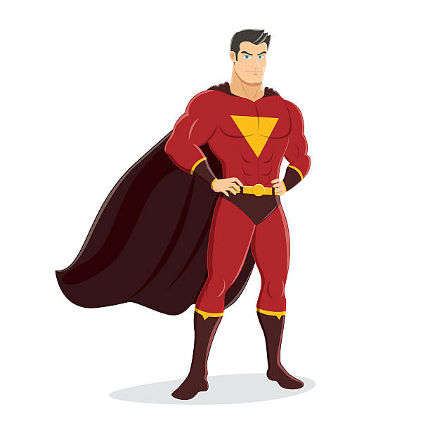 Male Superhero Standing with Pride and Confident Illustration of superhero standing with pride and confident. No gradients used. High resolution JPG, PNG (transparent background) and AI files are included. superhero drawings stock illustrations