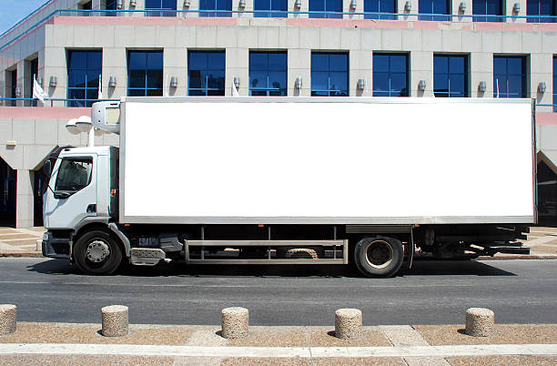 istock Blank white Sign on a white truck 503024760
