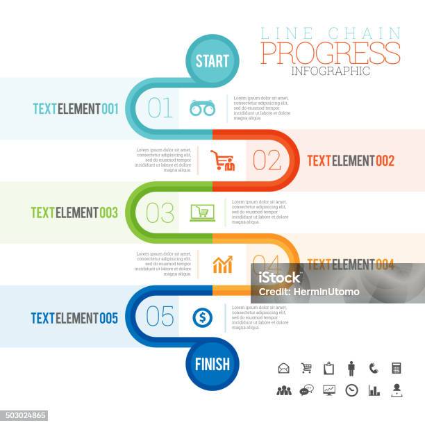 Chain Timeline. Visual Line Chain Progress Infographic Stock Illustration - Download Image Now ...