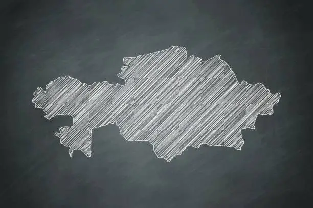 Vector illustration of kazakhstan Map on Blackboard