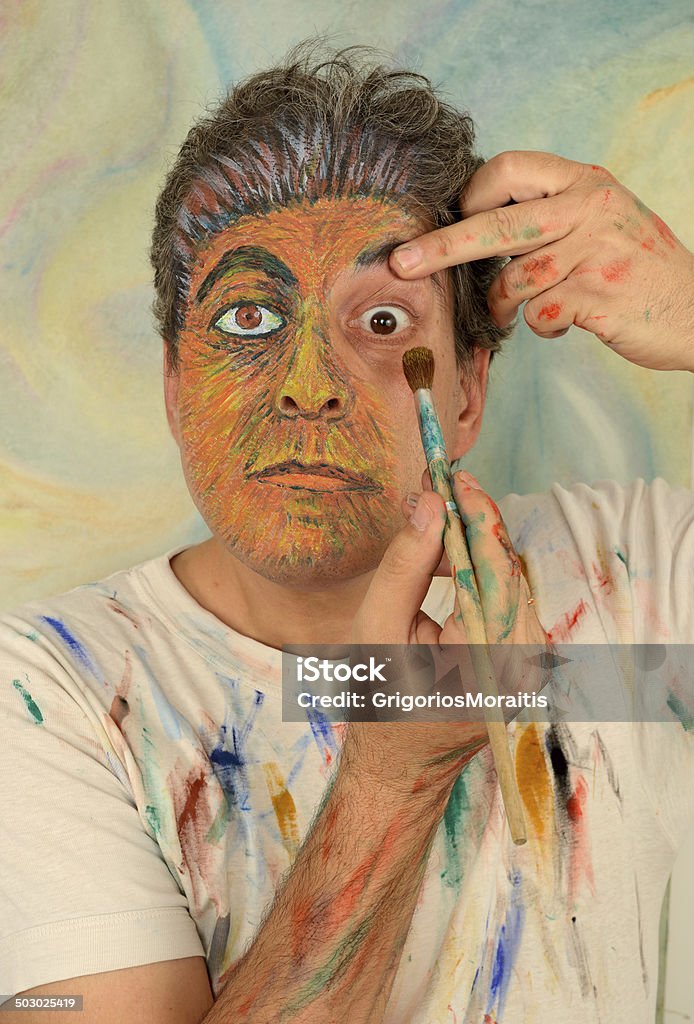 Painter Self Portrait Series - Impressionism Painter artist paint's himself. Self Portrait Stock Photo