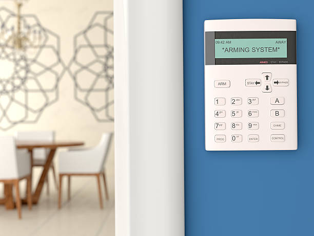 tastiera di sistema di sicurezza per la casa - security system security burglar alarm residential structure foto e immagini stock