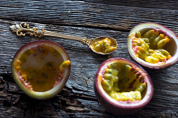istock Passion fruits on wooden background 503025908