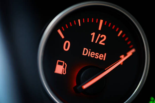 Fuel gauge - diesel Close-up shot of a fuel gauge in a car. diesel fuel stock pictures, royalty-free photos & images