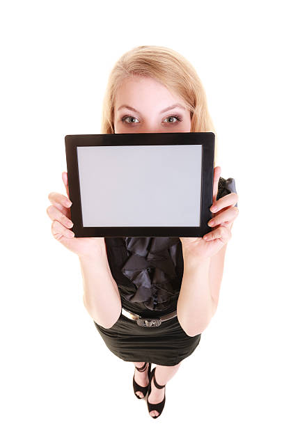 istock Businesswoman showing copy space on tablet touchpad 503027787