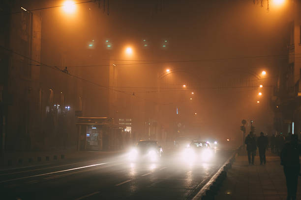 istock Traffic on a foggy 503028246