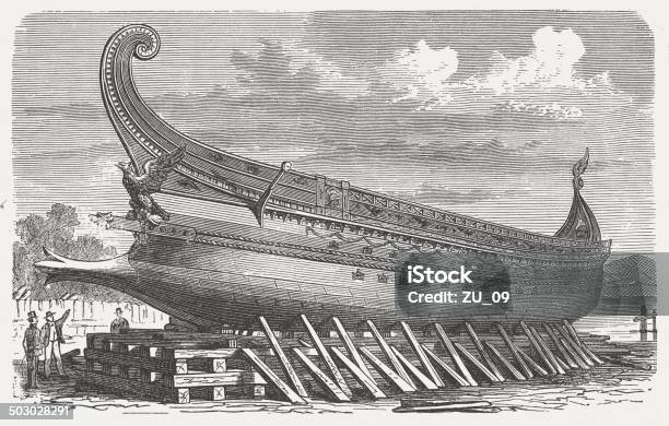 Trireme Graphics Trireme An Ancient Galley By Phoenicians Greeks And Romans Stock ...