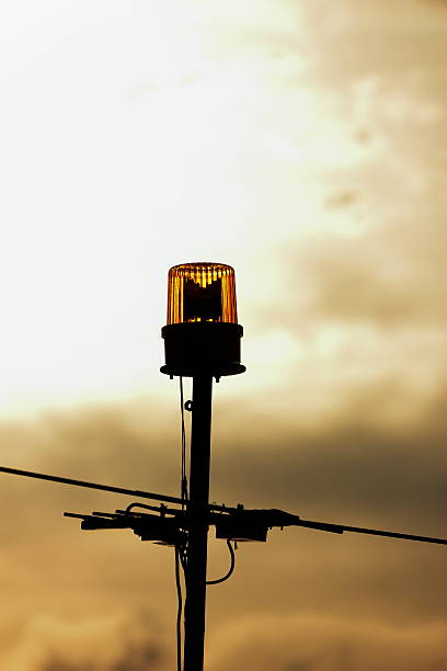 istock Emergency light yellow, installed on a pole radio. 503028666