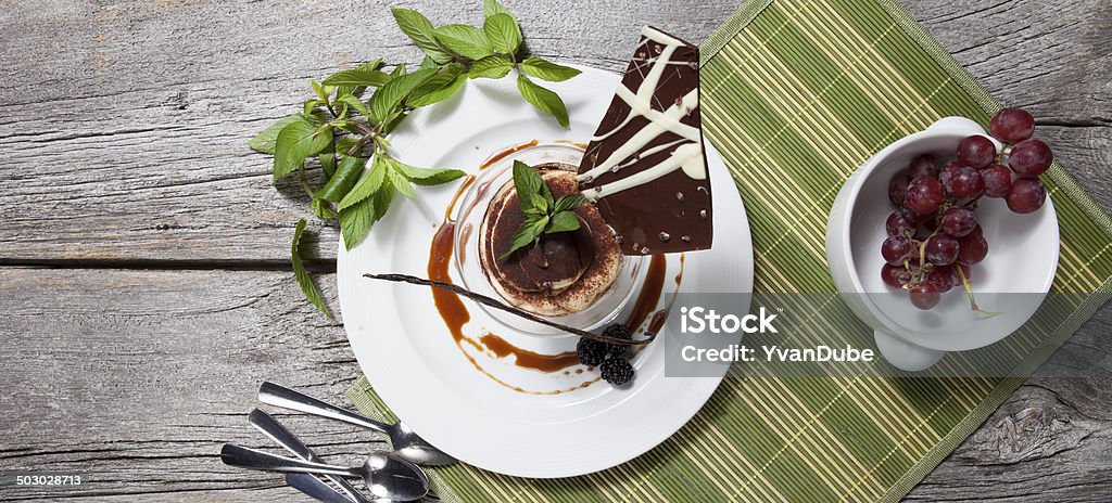 Tiramisu dessert view from above on restaurant dessert Cake Stock Photo