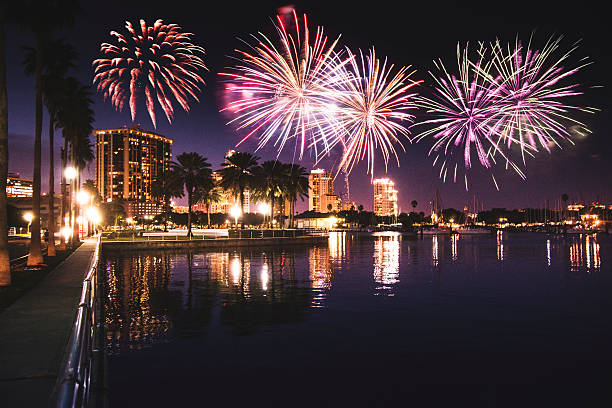 istock Skyline of the st. petersburg with firework 503028974