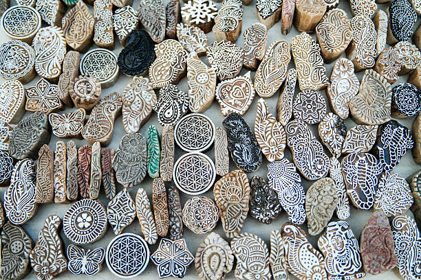 istock Artistic mold pieces etched in stone displayed near Gadisar Lake 503029396