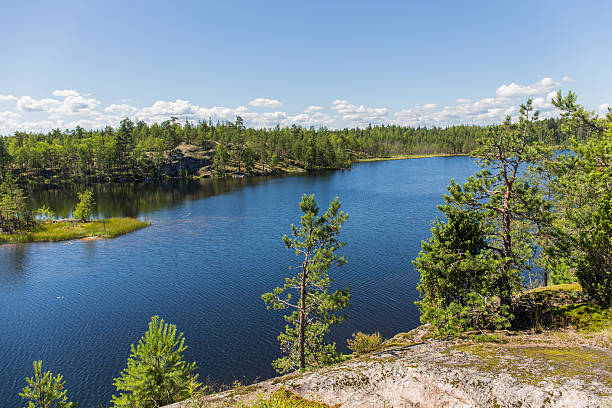 istock lake with rocky shores 503029615