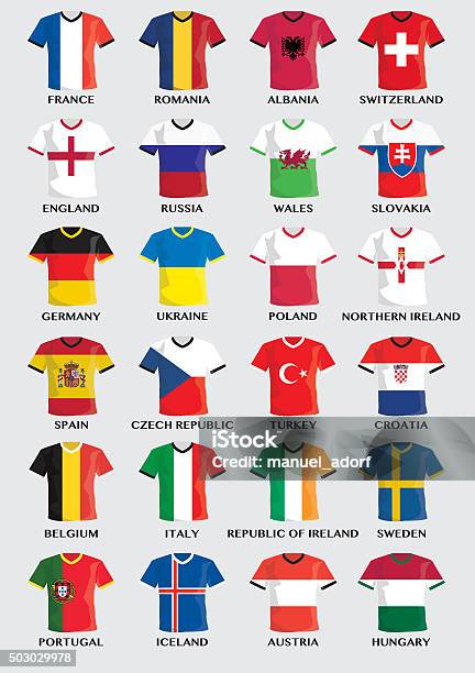 Équipe Boutons Avec Drapeau De Pays Deurope De Football Vecteurs libres de droits et plus d'images vectorielles de Tenue de football