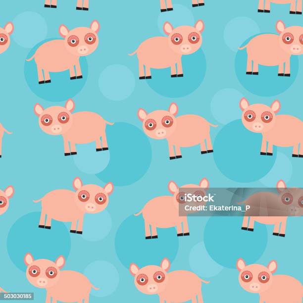 연속무늬 있는 재미있는 귀여운 짐승 돼지 파란색 배경 Sow - Pig에 대한 스톡 벡터 아트 및 기타 이미지 - Sow - Pig, 과체중, 귀여운