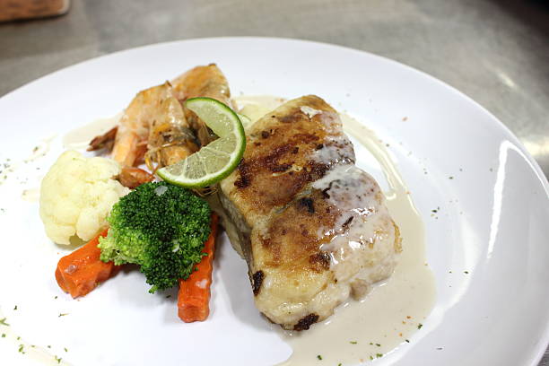 istock Grilled shrimp and fish on the plate 503030631