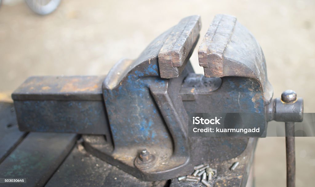 Table old vise clamp Adjustable Stock Photo
