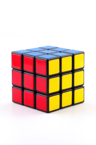 Istanbul, Turkey - July 19, 2014: A Classic Rubik's Cube on a white background. Rubik's Cube invented by a Hungarian sculptor and professor Ernő Rubik in 1974.