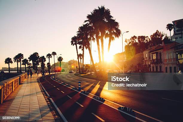 Sunset Beach Drive Stock Photo - Download Image Now - Málaga Province, Málaga - Málaga Province, Beach