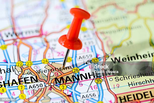European Cities On Map Series Mannheim Stock Photo - Download Image Now - Mannheim, Germany, Capital Cities