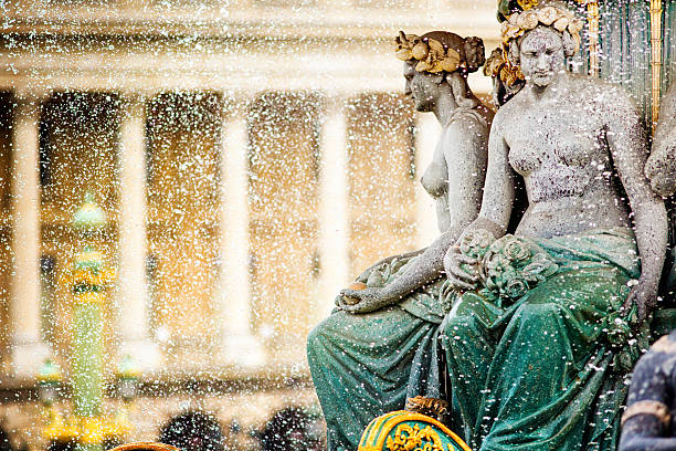 Paris Place de la Concorde Fountain detail stock photo