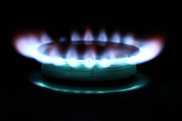 istock Blue flames from gas stove 503044193