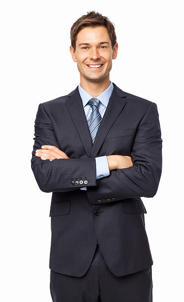 istock Smiling Businessman Standing Arms Crossed 503045453