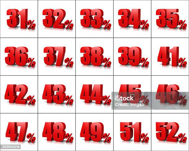 Percentage Numbers Series 3 Stock Photo - Download Image Now - Business, Business Finance and Industry, Commercial Sign