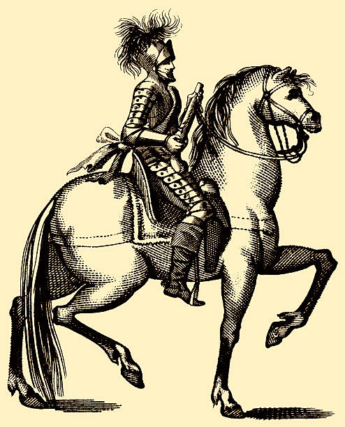 무료 귀하의 수탉 harquebusier 17세기 기병대 동판화 - cavalier stock illustrations