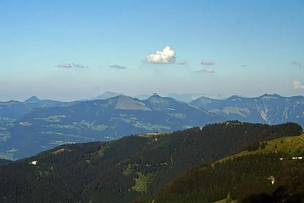 The view of the Bavarian Alps from the Kehlsteinhaus (Eagle's Nest), Hitler's mountaintop retreat in Obersalzberg. At an altitude of 1834 metres, it provides a panorama of the surrounding area.