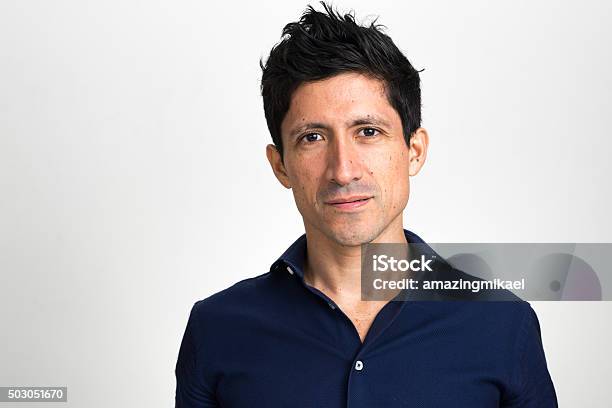 Portrait Of Hispanic Man Stock Photo - Download Image Now - 30-34 Years, Headshot, Men