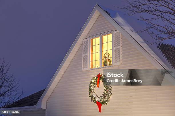 Christmas In The Loft Stock Photo - Download Image Now - Christmas Lights, House, Outdoors