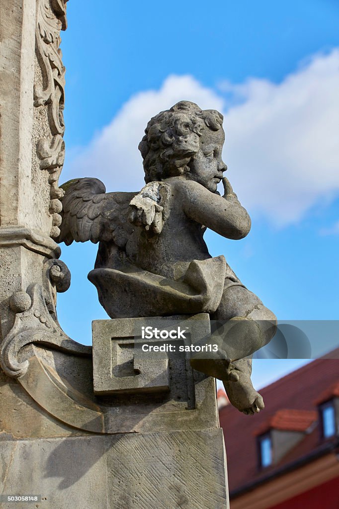 Broken wing angel Broken wing angel statue with blue sky Ancient Stock Photo