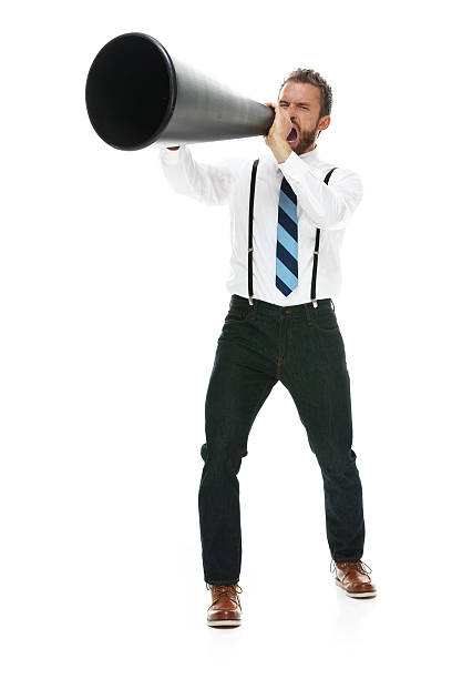 istock Angry businessman shouting with megaphone 503060302