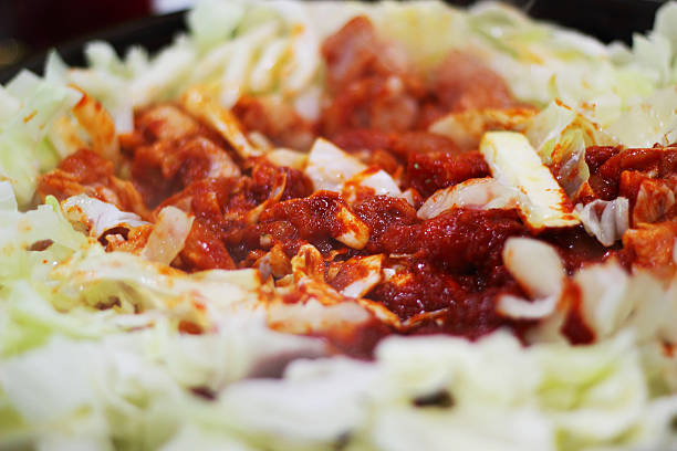 istock Dak Galbi Korean fried chicken with sauce. 503068185